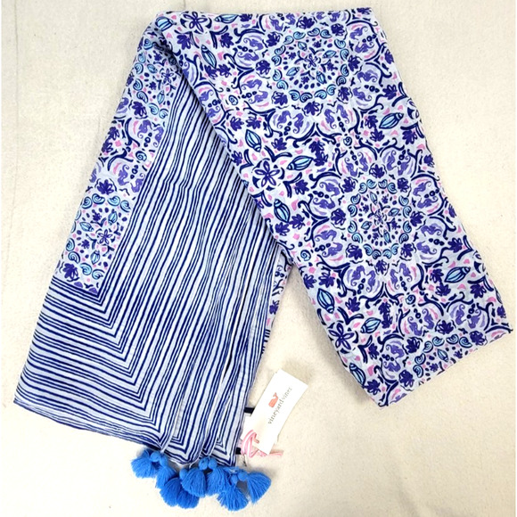 New Vineyard Vines Seahorse Stripe Cotton Silk Scarf Wrap NWT MSRP $88 - Picture 5 of 10